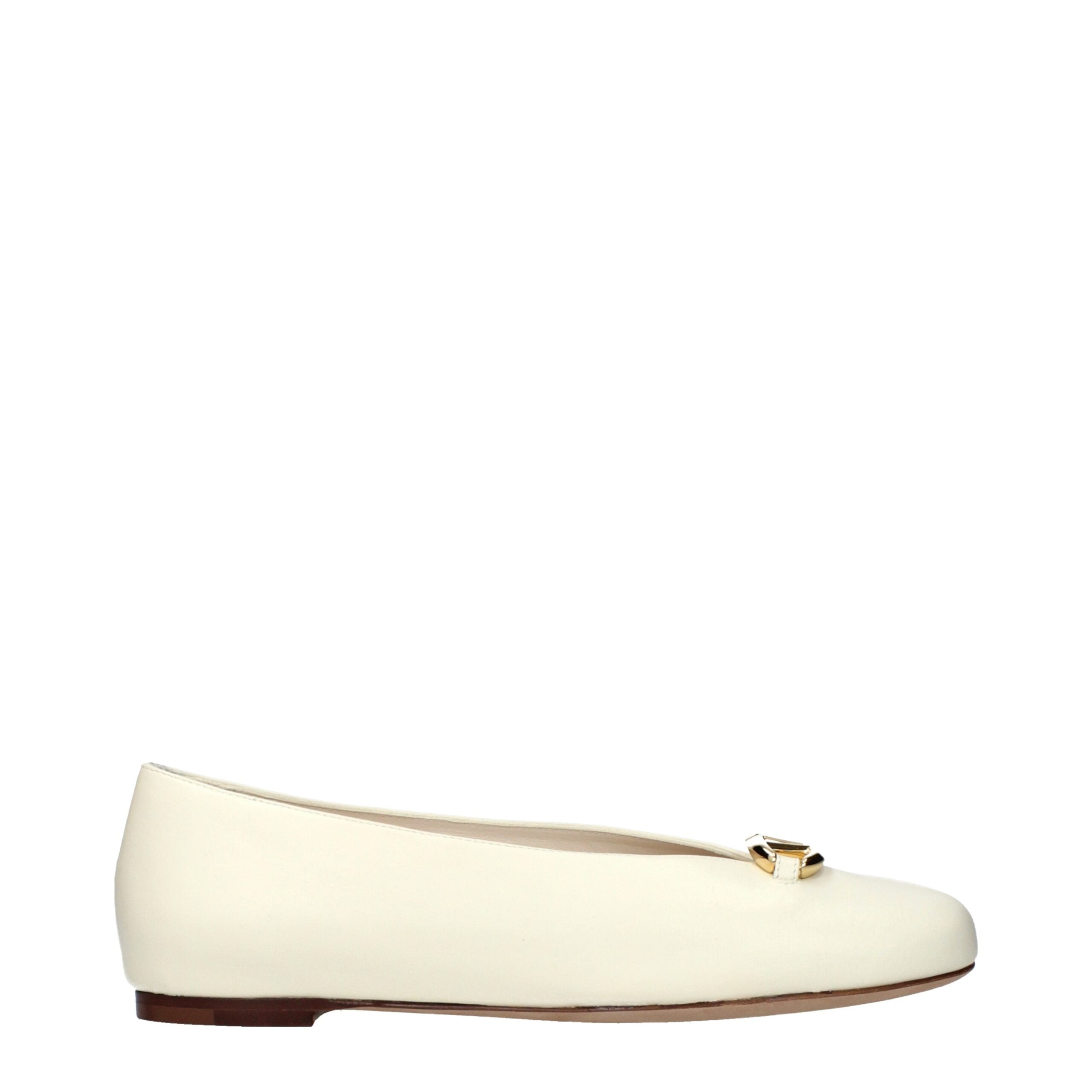 Valentino Garavani Beige Leather Ballet Flats